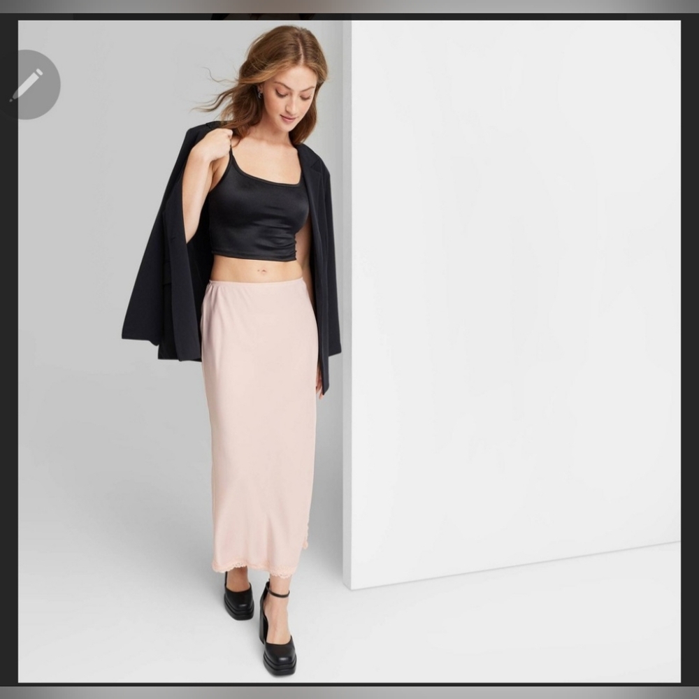 Satin laced trim skirt